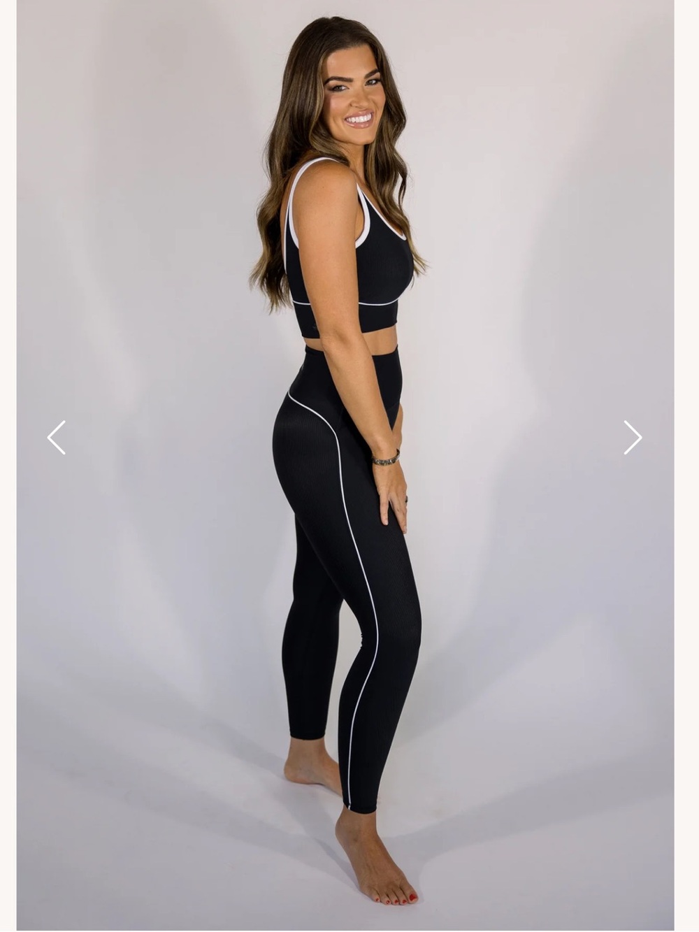 Salt Project Black White Power Piped Ribbed Legging NWT